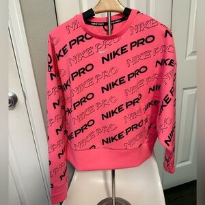 Nike Pro Sweatshirt Scuba Crewneck with Pocket Size Small Neon Pink